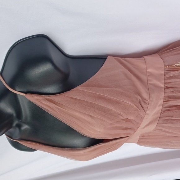 Luxxel Blush Pink Short Dress with Criss Cross Back and Tulle, Sz M - Picture 3 of 8